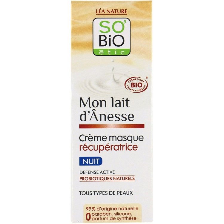 So'Bio Etic Crème Masque Récupératrice - Nuit Au Lait D'Anesse 50Ml