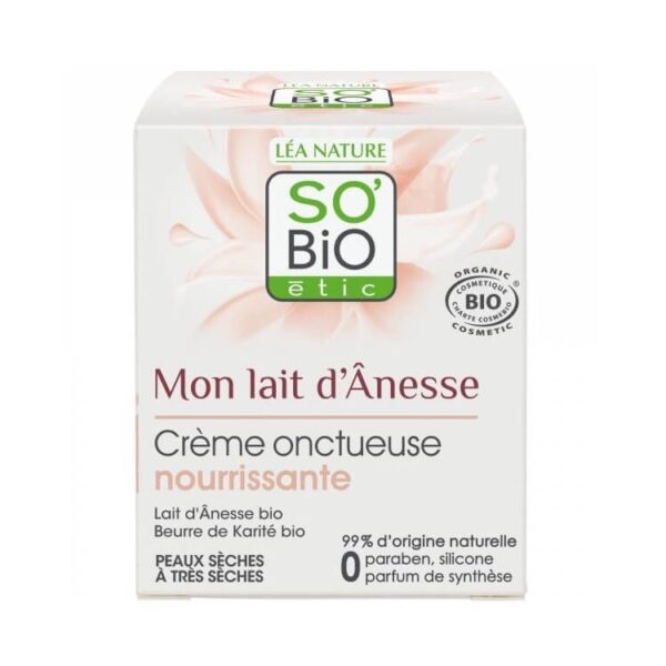 So'Bio Etic Crème Onctueuse Nourrissante Lait D'Anesse 50Ml