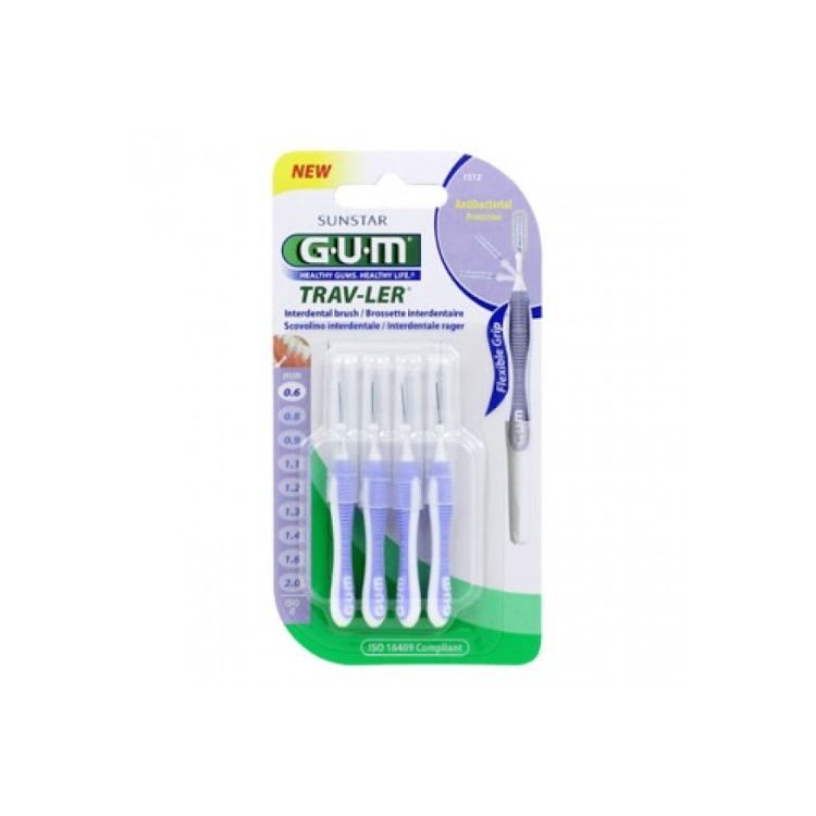 Gum Brossette Interdentaire Antibactérienne Trav-Ler 0.6 Mm - 4 Brossettes-1312