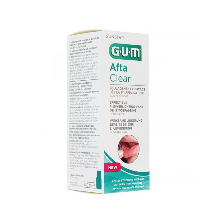 Gum Afta Clear Bain De Bouche Aphtes Et Lesions Buccales 120Ml