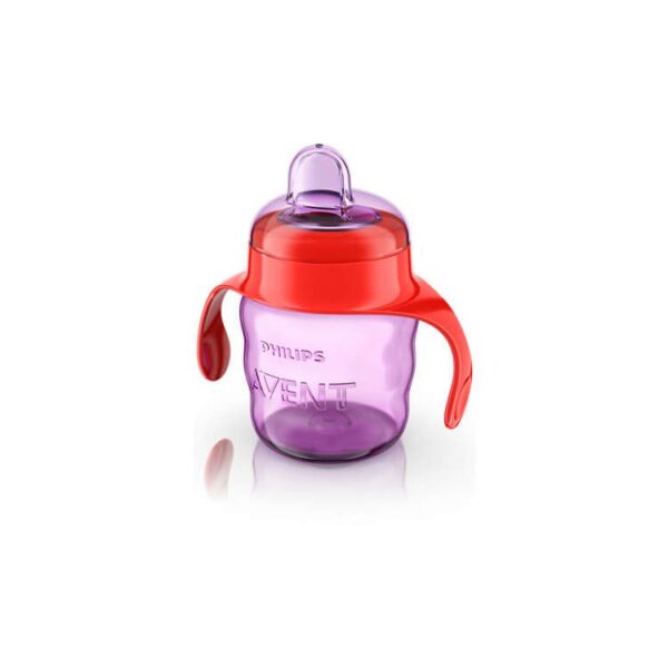 Avent Tasse Mauve Avec Anses Rouge 200 Ml 6M+