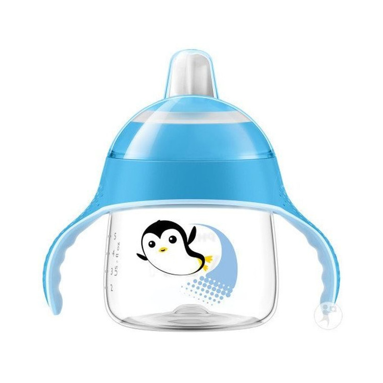 Avent Tasse Pingouin Avec Anses Bleues Anti Derapante 200 Ml 6 Mois+