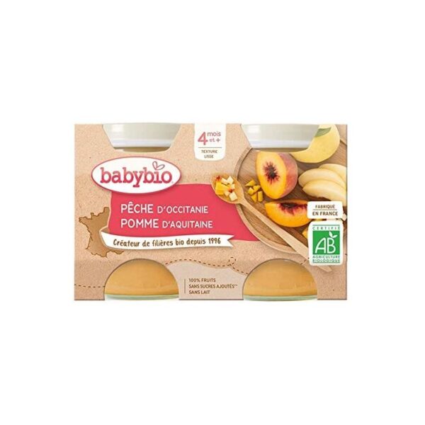 Babybio Pêche D'Occitanie Pomme De Nouvelle-Aquitaine 2X130G